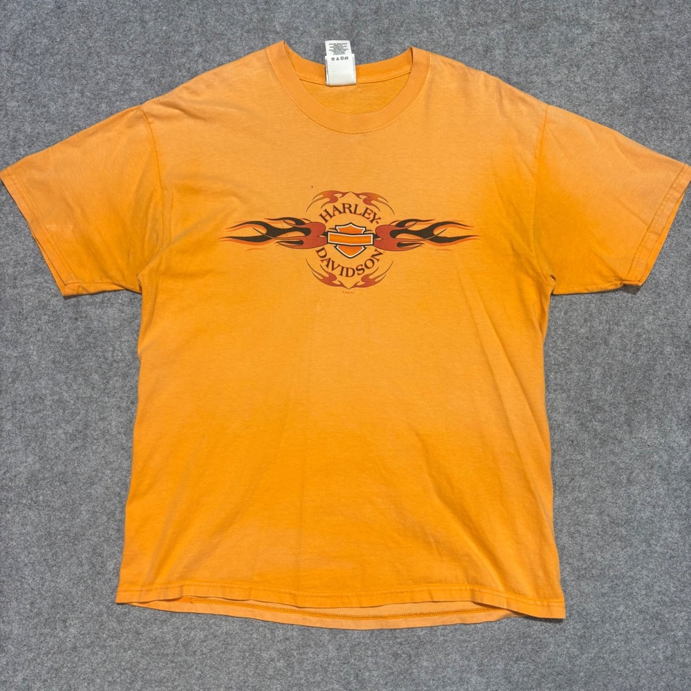 Harley-Davidson T-Shirt Mens Large Orange 2002 Pikeville KY Graphic Tee USA Made